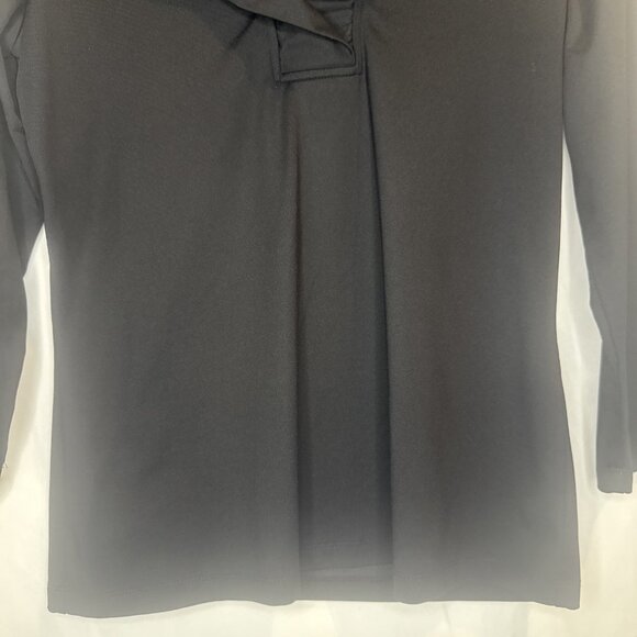 J. McLaughlin Black Catalina Cloth Ruffle Trim Faux Wrap Front Blouse Top Sz XS - Picture 3 of 10